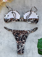 Sexy Leopard Print Balconette Bikini with Gold Hardware