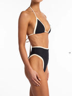 Beach Vacation Off-White Halter Bikini with Black