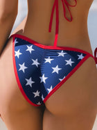 Independence Day Star Print Red Trim Tie-Side Bikini
