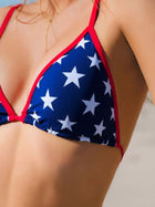 Independence Day Star Print Red Trim Tie-Side Bikini