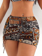 Tribal Geometric Print Triangle Halter Bikini 3-Piece Set