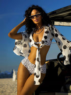 Black & White Polka Dot Bikini 3-Piece Set