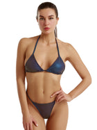 Iridescent Blue Triangle Halter Bikini Set