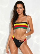 Retro Reggae Stripe Bandeau Bikini with Color Block Bottom