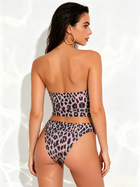 Leopard Print Bikini Set with Red Ruffle Trim Bandeau Top