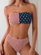 American Flag Textured Bandeau Bikini Set