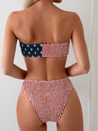 American Flag Textured Bandeau Bikini Set
