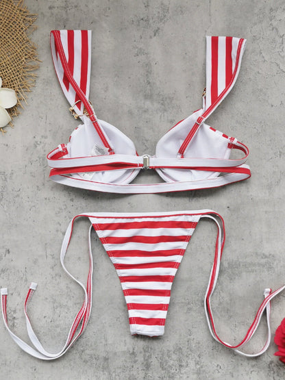 Red & White Stripe Underwired Bikini