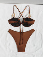 Vacation Brown Bikini Set with Metallic Ring Hardware