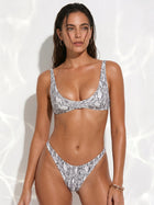 Light Grey Snake Print Scoop Neck Bikini Set
