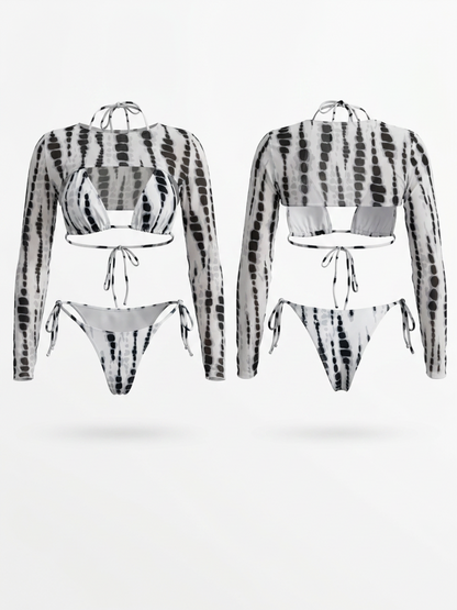 Snake Print 3-Piece Bikini Set