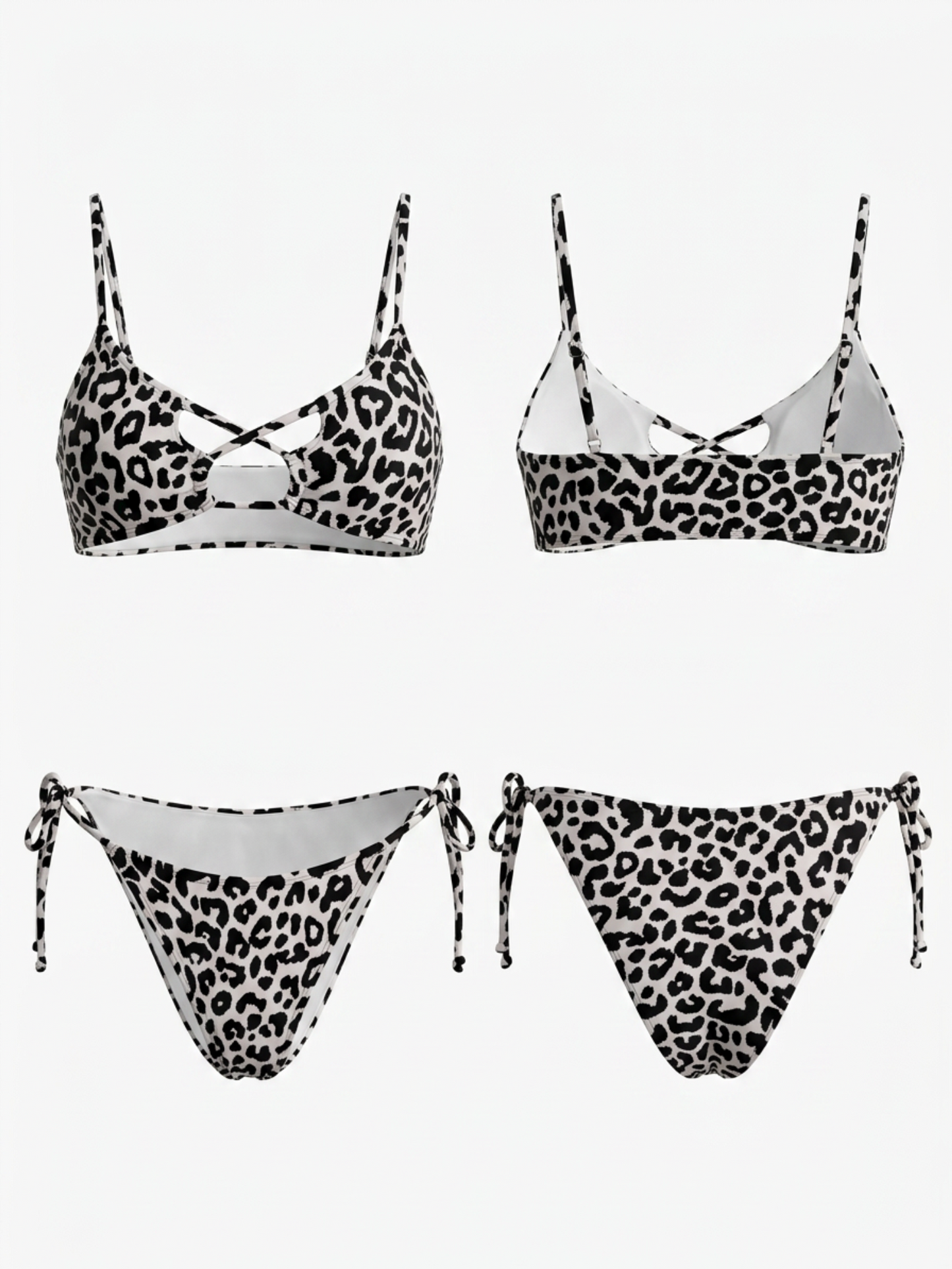 Leopard Print Crisscross Cutout Bikini