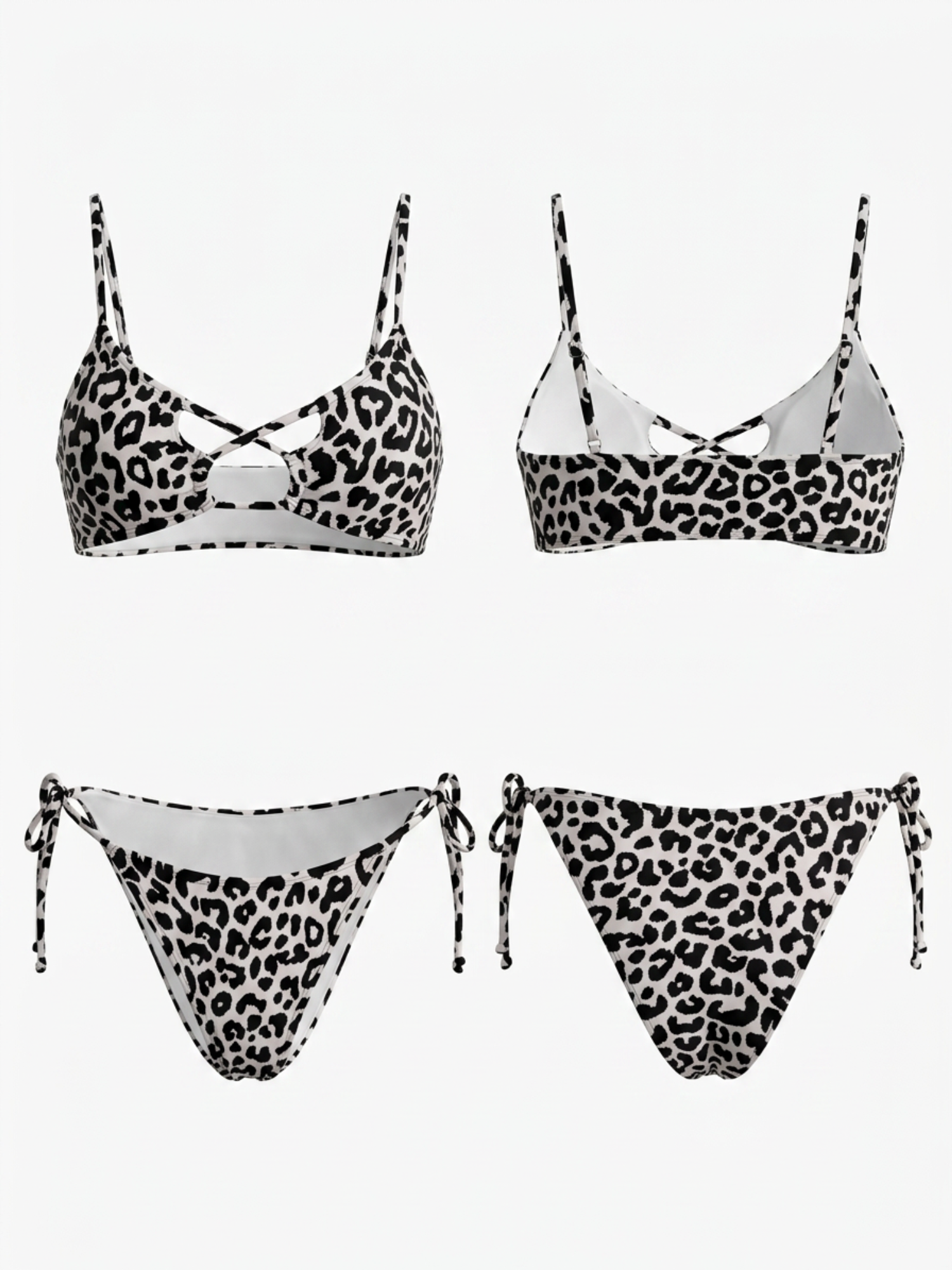 Leopard Print Crisscross Cutout Bikini