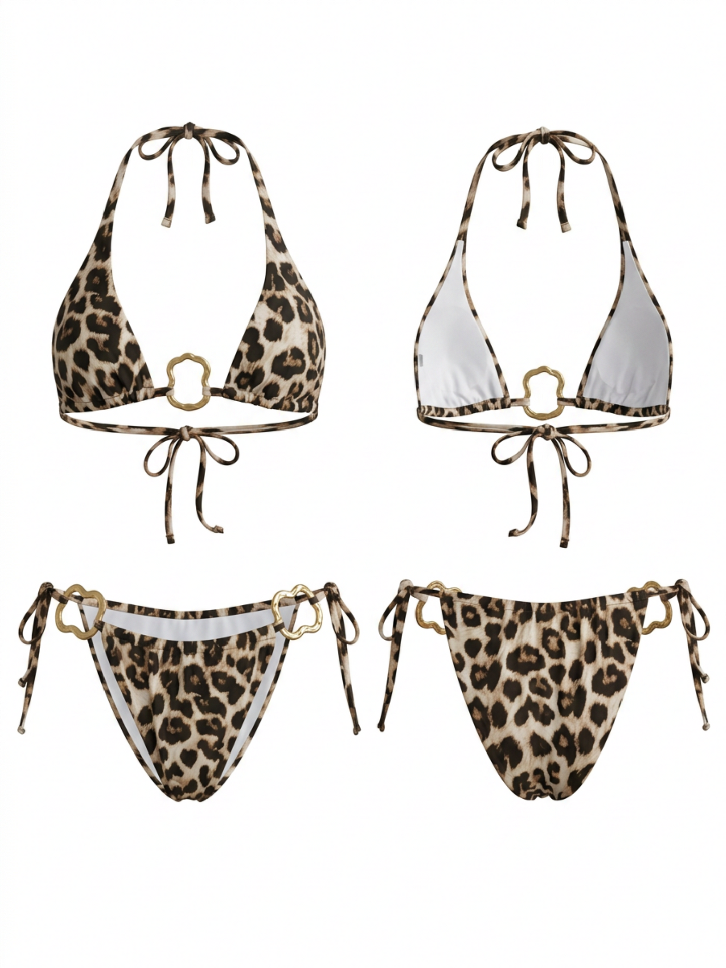 Leopard Print Halter Bikini Set