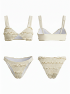 Cream Textured Triangle Bikini Set