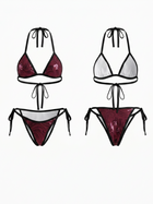 Shiny Magenta Halter Triangle Bikini Set