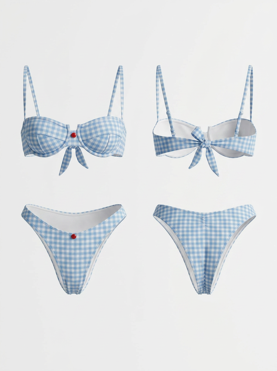 Blue Gingham Underwire Bikini Set