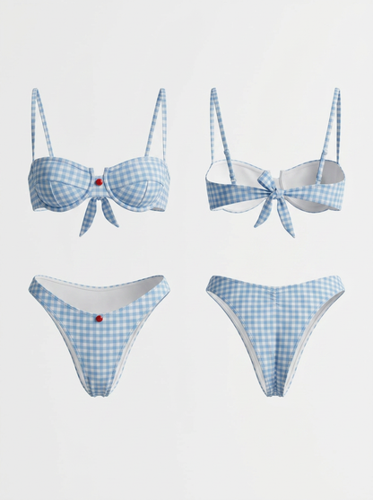 Blue Gingham Underwire Bikini Set