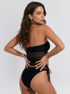 Sheer Mesh Bandeau Tankini with Side Tie Bikini