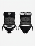 Sheer Mesh Bandeau Tankini with Side Tie Bikini