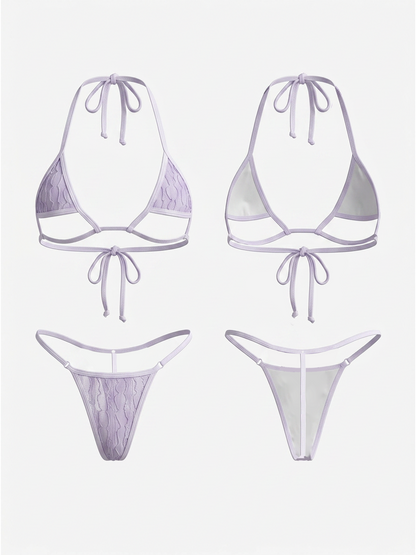 Lavender Textured Triangle Bikini Set