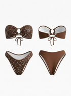 Brown Sequin Bandeau Bikini Set