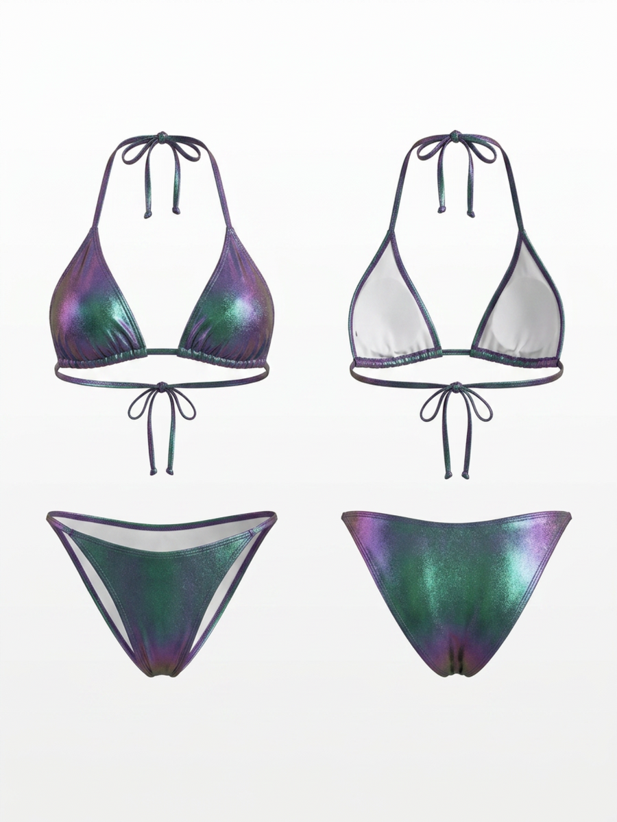 Iridescent Polarized Triangle Cup 3-Piece Bikini