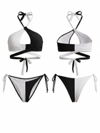 Black & White Asymmetric Cutout Bikini Set