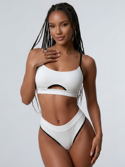 Black & White Contrast Cutout Bikini Set