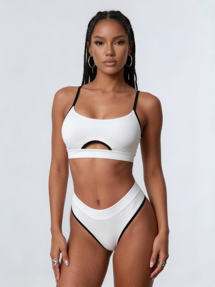 Black & White Contrast Cutout Bikini Set