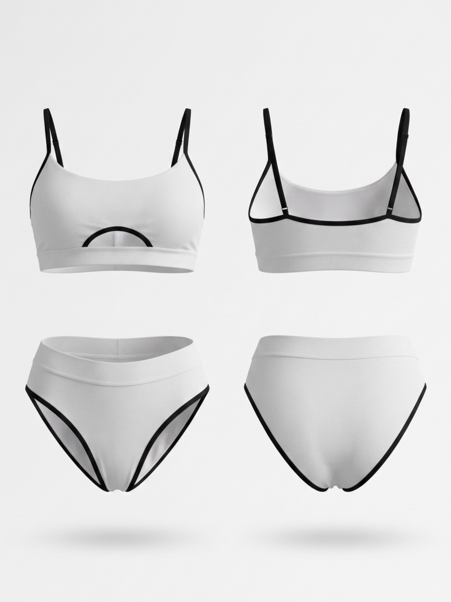 Black & White Contrast Cutout Bikini Set