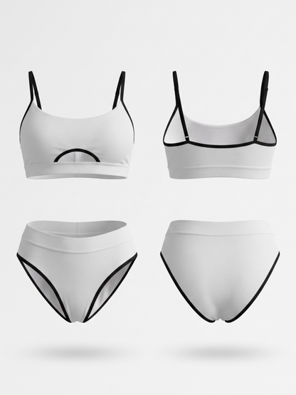 Black & White Contrast Cutout Bikini Set