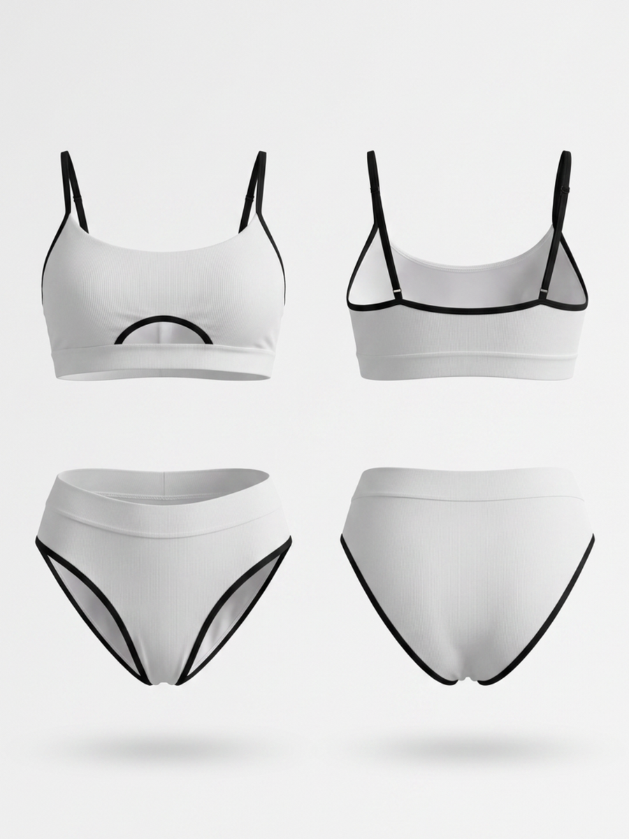 Black & White Contrast Cutout Bikini Set