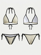 White Textured Triangle Bikini Set