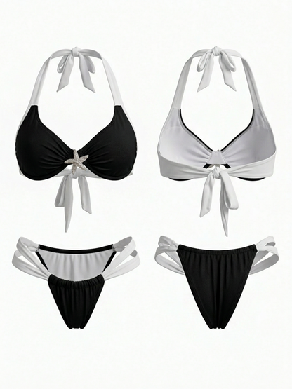 Black & White Color Block Bikini