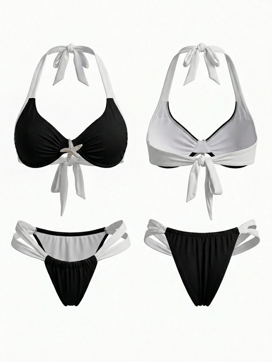 Black & White Color Block Bikini