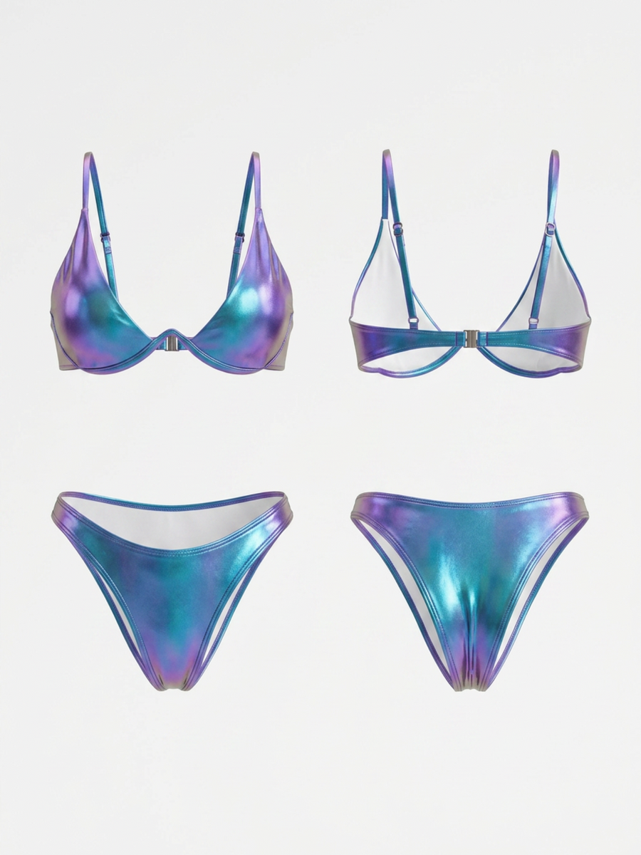 Metallic Blue Underwire Bikini Set