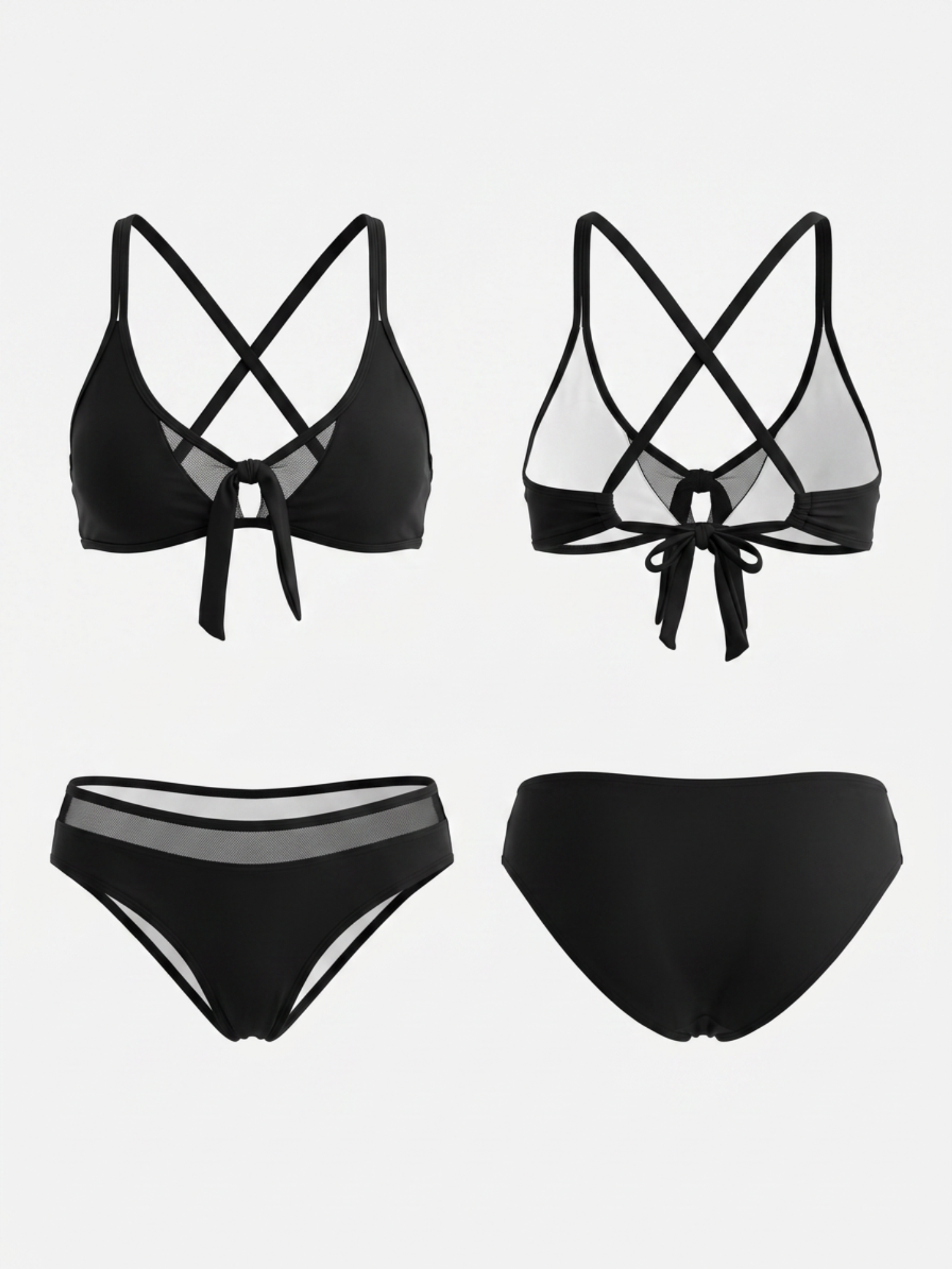 Black Mesh Panel Bikini Set