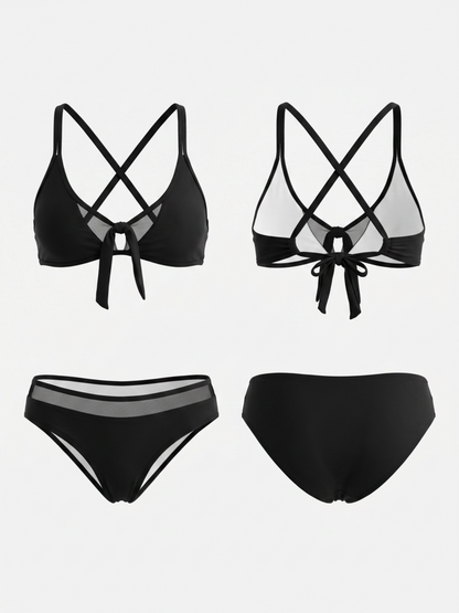 Black Mesh Panel Bikini Set