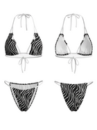 Black & White Wavy Textured Triangle Bikini Set