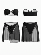 Black Bandeau Bikini 3-Piece Set