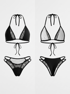 Contrast Solid & Floral Lace Bikini Set