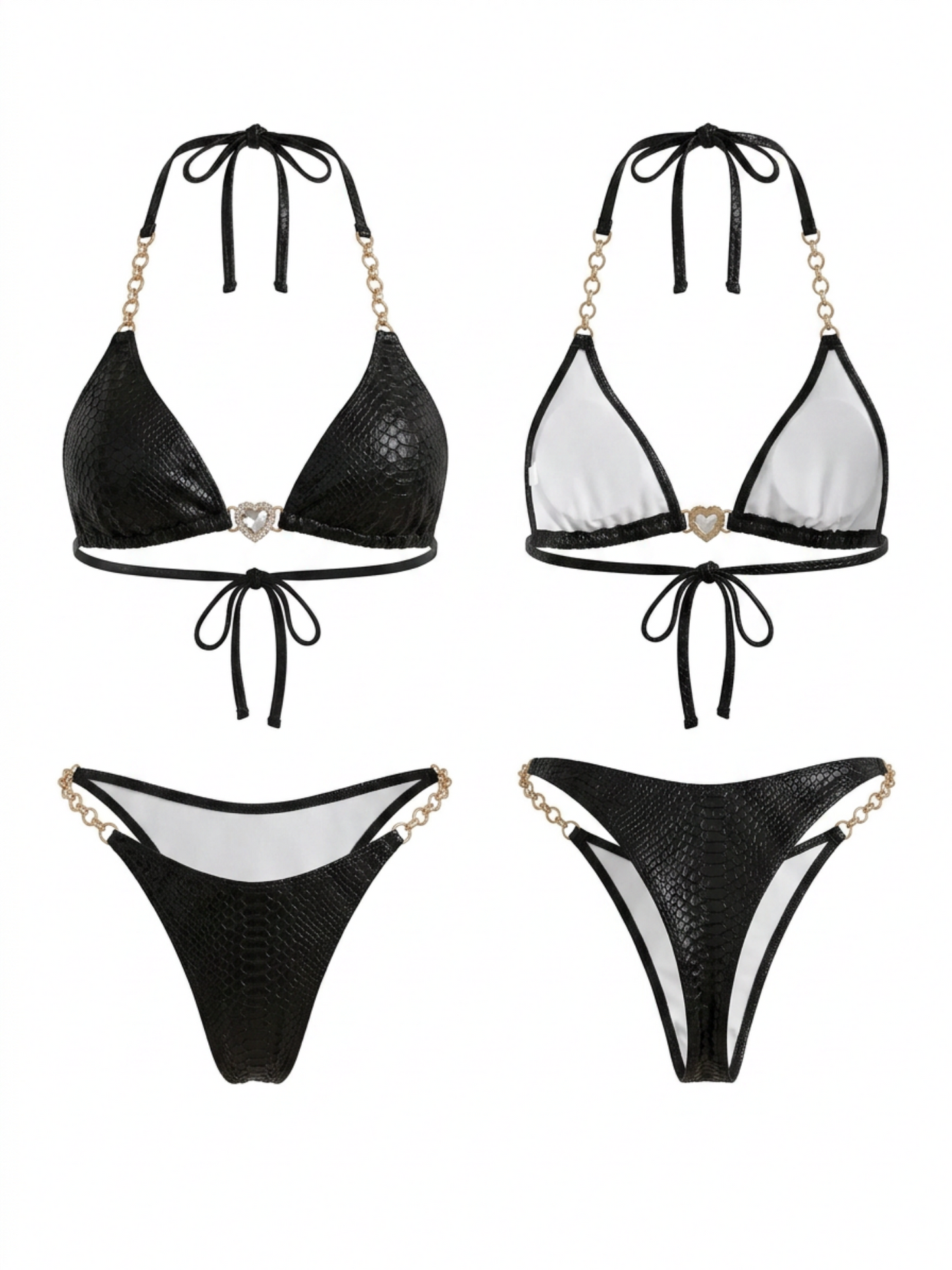 Black Snake Print Bikini Set
