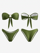 Shiny Green Satin Bandeau Bikini Set