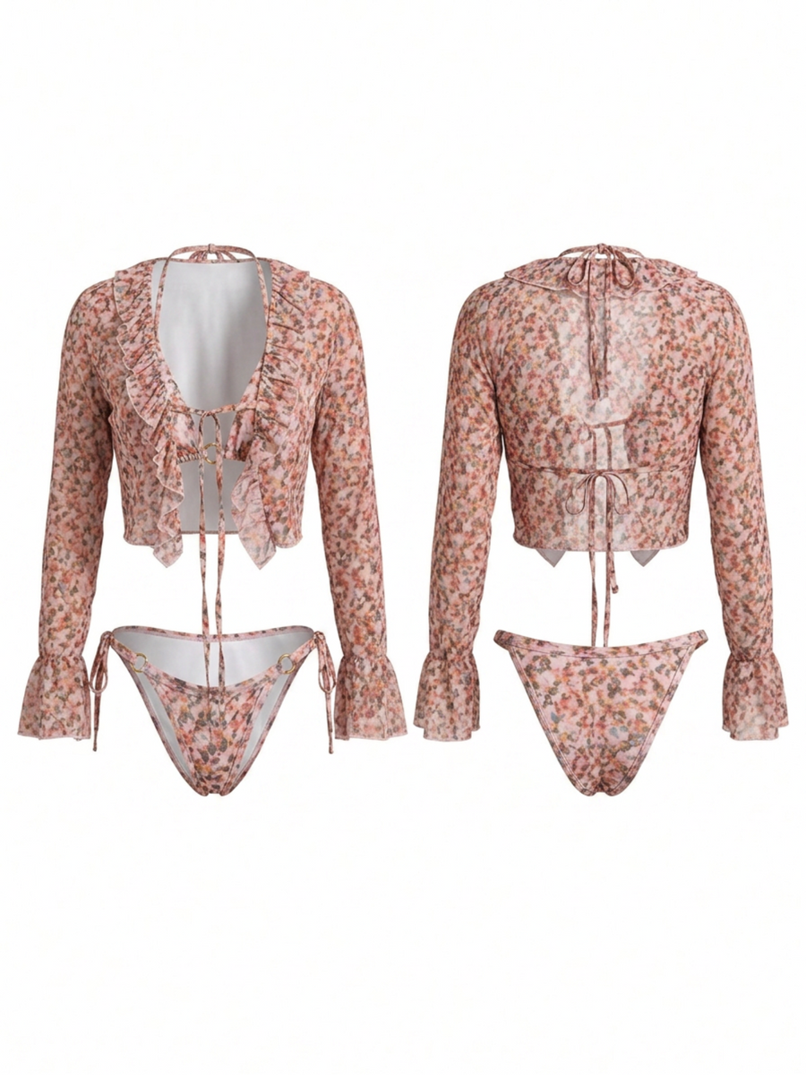 Ditsy Floral 3 Piece Bikini Set