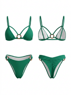 Solid Green O Ring Cutout Triangle Bikini
