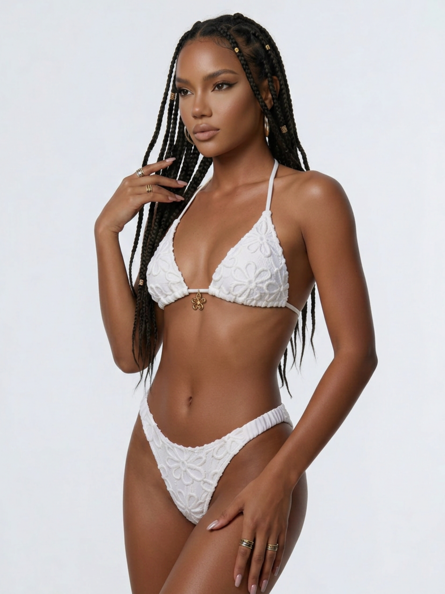 Textured Floral Halter Bikini