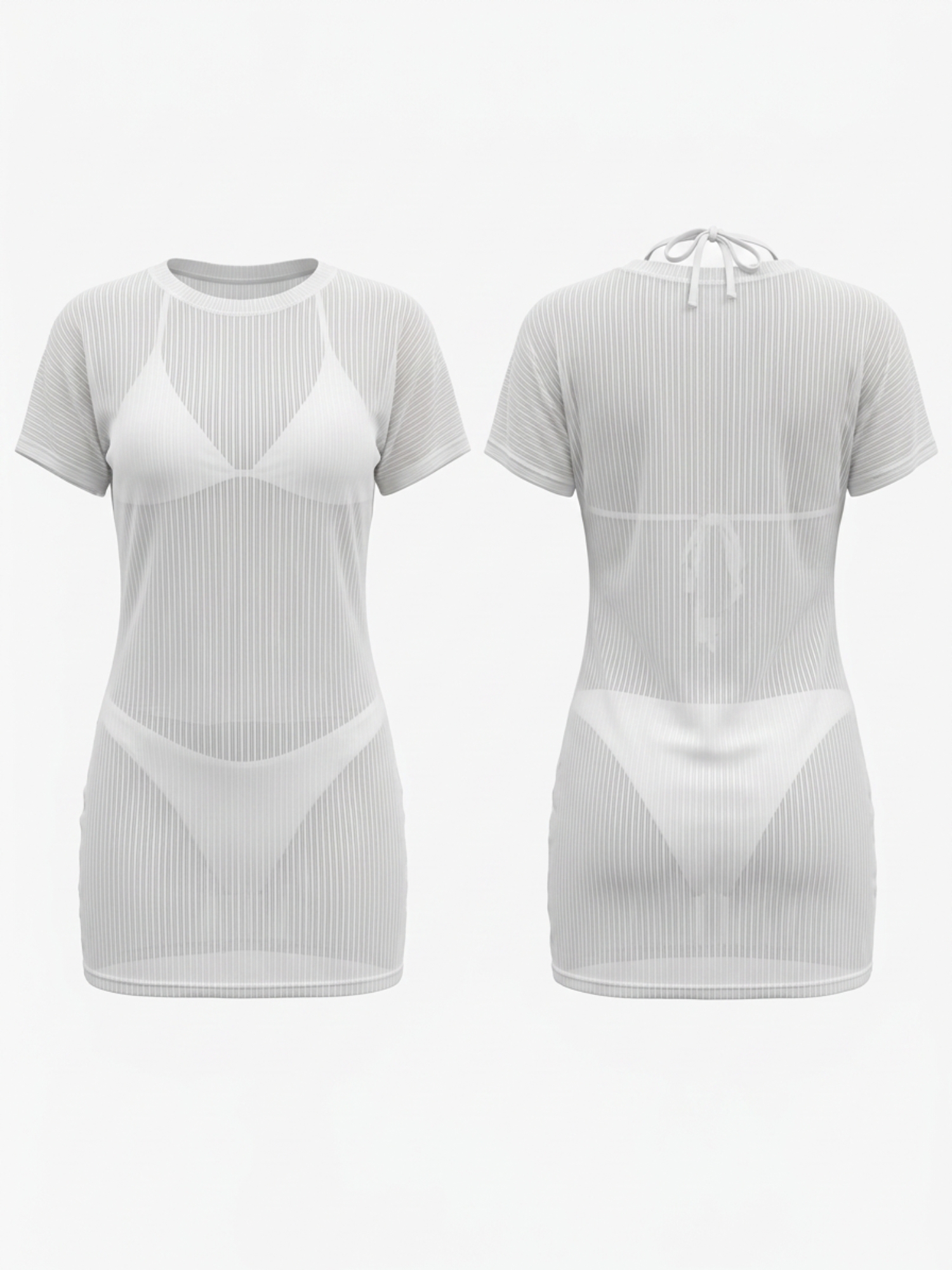 Summer White 3 Piece Swim Suit Halter Bikini