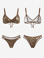 Champagne Gold Sequin Thin Strap High Cut Two Piece Bikini