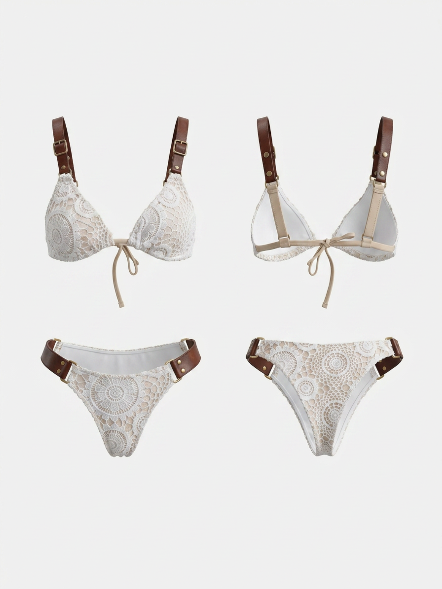 Trendy Floral Lace Triangle Bikini